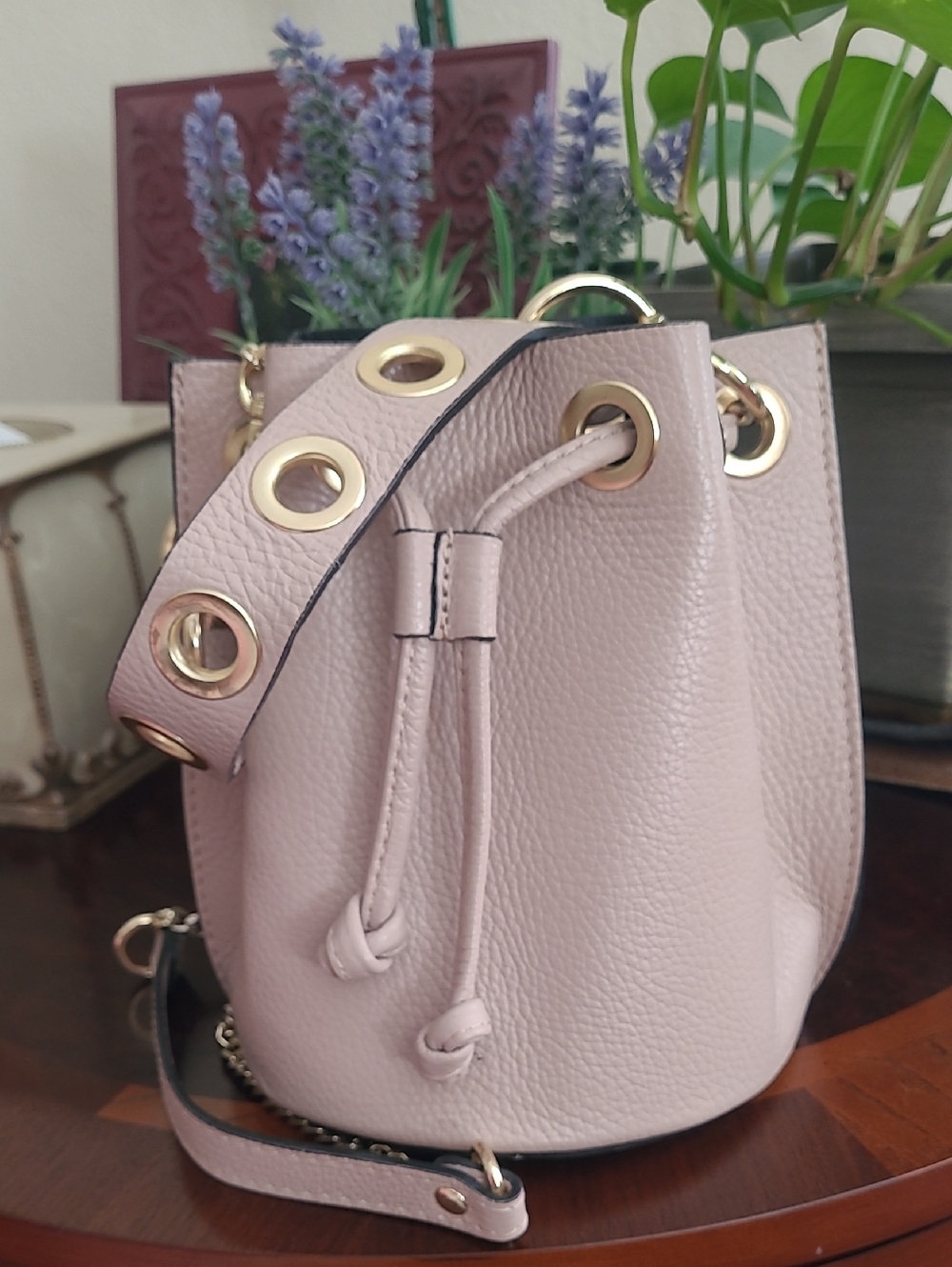 NWOT Beige Bucket Bag with Gold Hardware - Picture 2 of 16